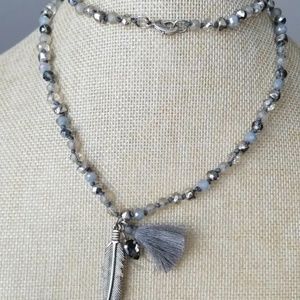 Rhinestone necklace 30" full length With Pendant